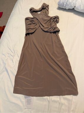 Lovers + Friends Taupe Twist-Front Mini Dress